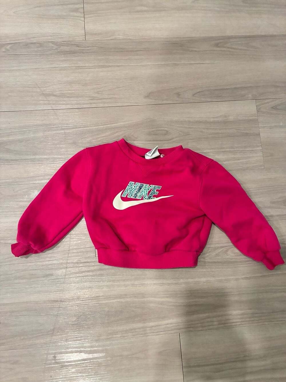 Nike Graphic Sweatshirt Size 24M Pink Animal Print Logo